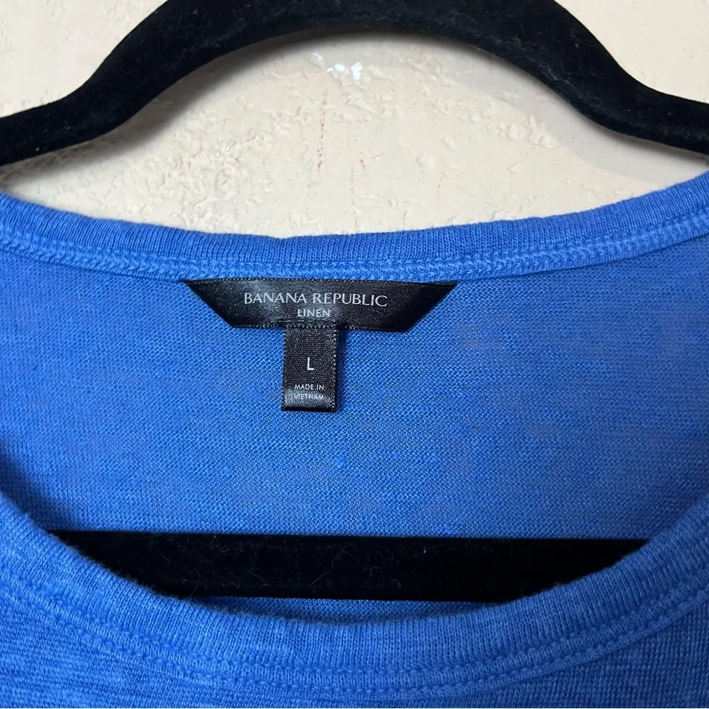 5/$30‎ Banana republic women short sleeve comfort 100% linen blue crop top large